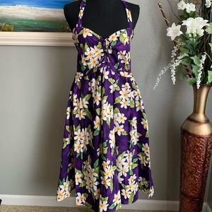 Purple Floral Backless Women’s Dress Size M